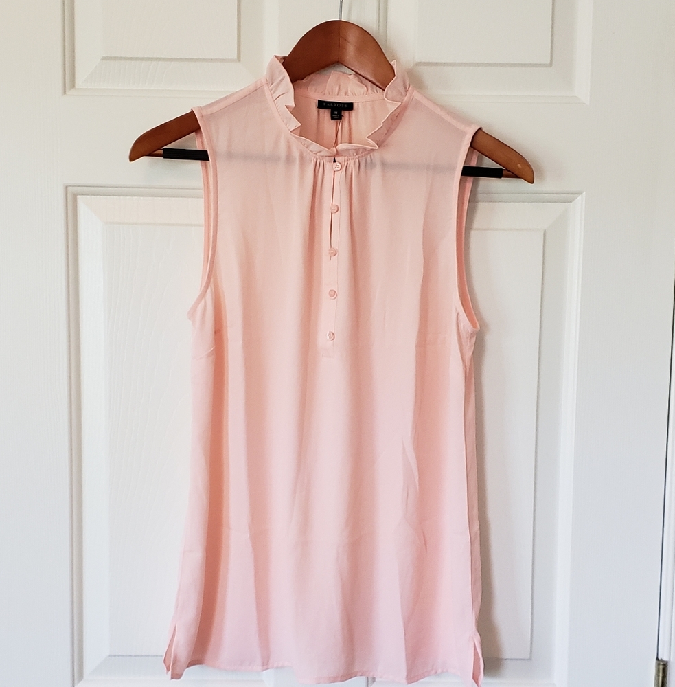 Talbots Peach Rufflle Neck Popover Blouse - M